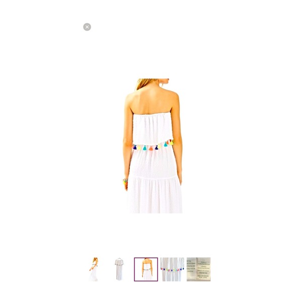 Lilly Pulitzer Caridee Maxi Dress Womens L White Tassel Strapless Tiered - Picture 5 of 11